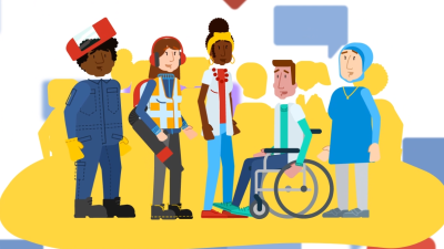 Illustratie van diverse personen in werkkleding