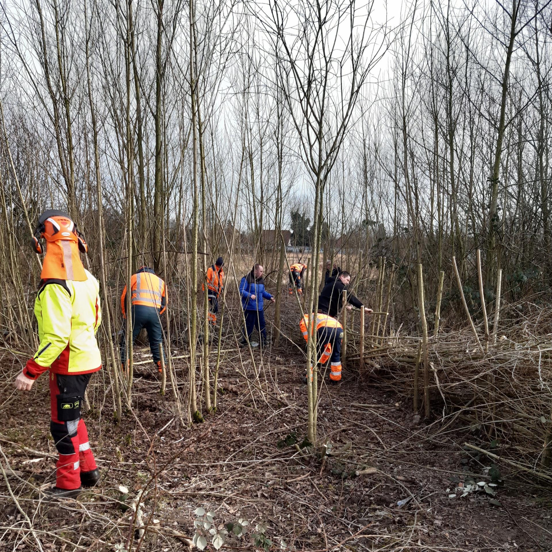 De mannen van UW Groen buiten aan het werk tijdens de cursus