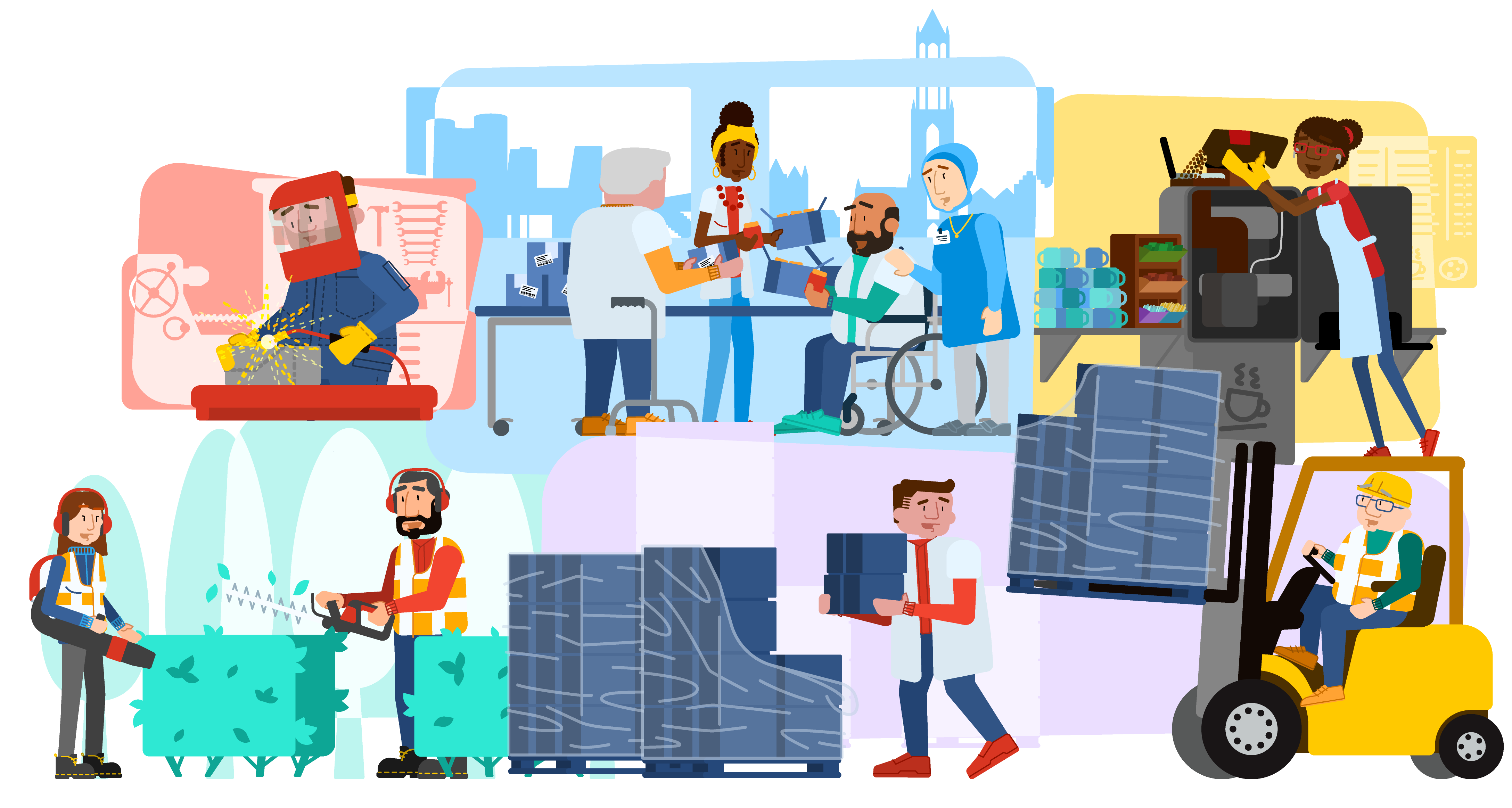 illustraties van diverse werksoorten